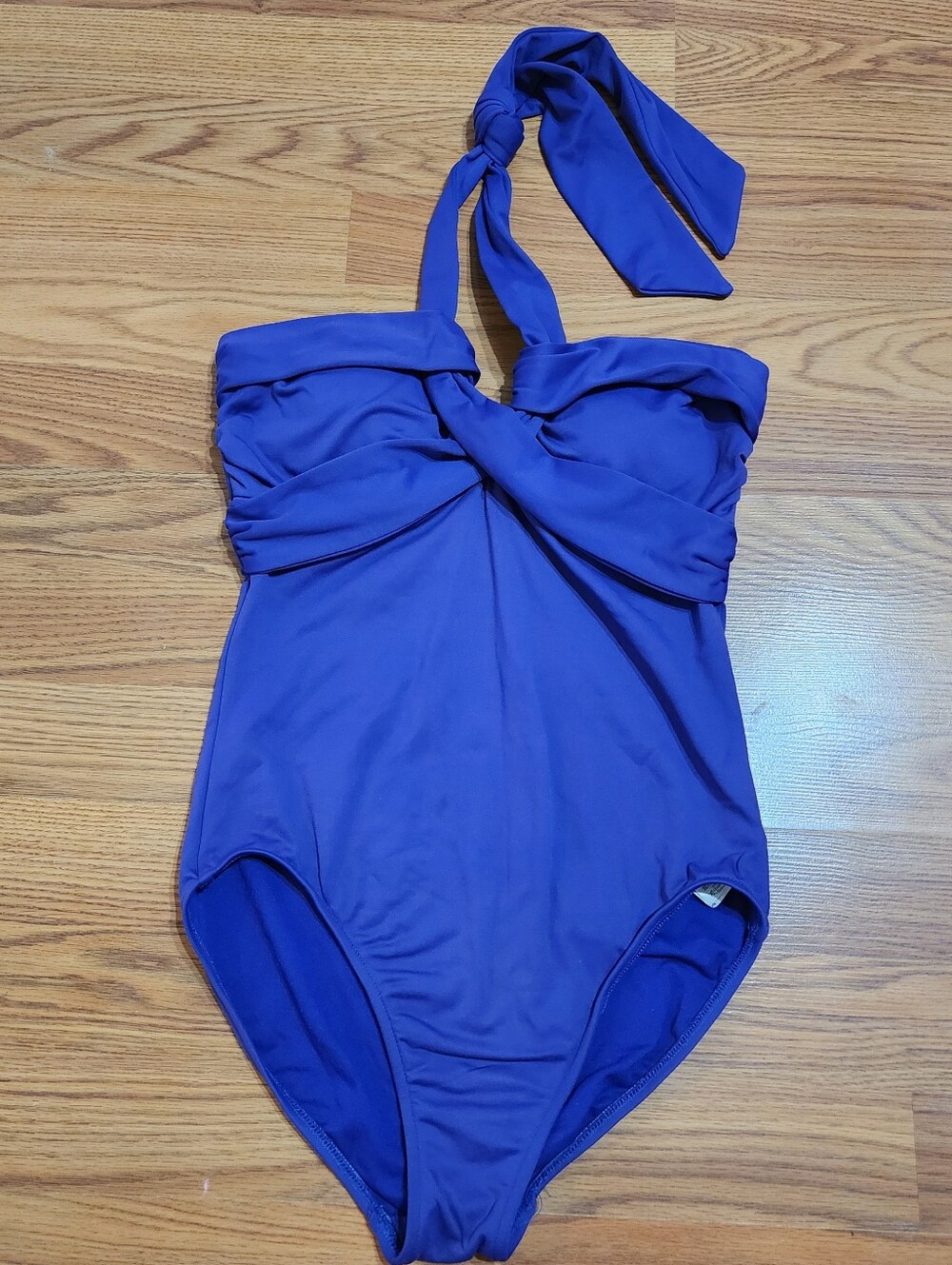 Seafolly Australia Women’s Size 12 Purple Halter One Piece Swimsuit Ruched Twist